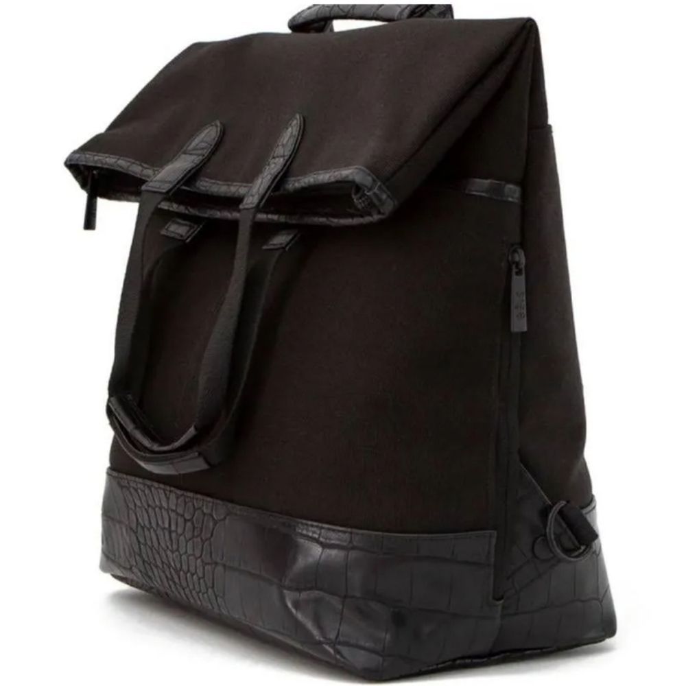 BEIS Convertible Shoulder Backpack Canvas Black Travel Bag